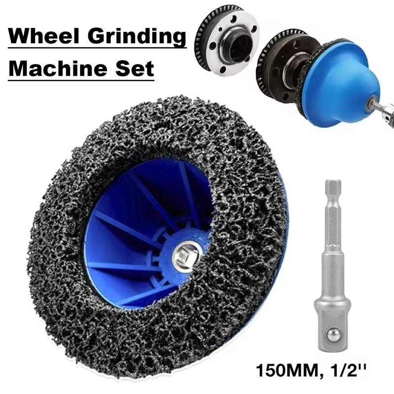 Wheel Hub Cleaning Tool, Wheel Grinding Machine Set, Wheels Hub Grinder Compatible With 1/2 Inch Square Heads for Rim Change (Blue 1set+ 1-inch 2-piece Extension Pole) - Image 2
